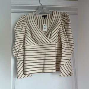 Express Drama Sleeve Striped Top